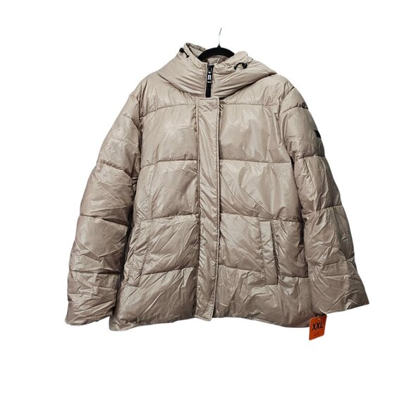 Two by Vince Camuto New Hooded Puffer Jacket Beige Winter Coat - Picture 2 of 14